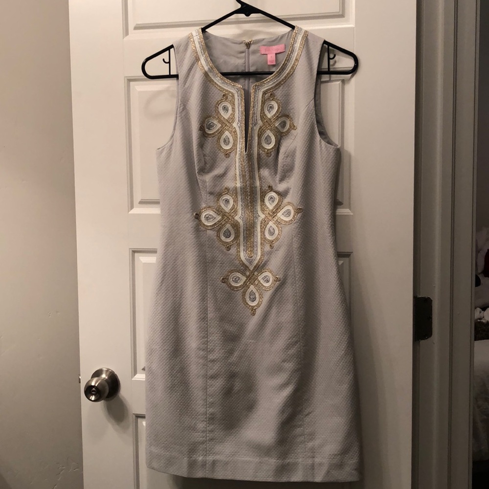 NWT Lilly Pulitzer Mila Shift Dress Seaside Gray 0